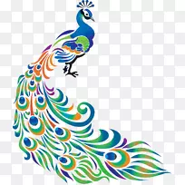 绘画孔雀艺术剪贴画-孔雀