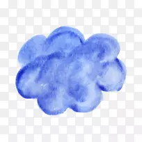 云计算水彩画蜡笔水彩画