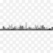 黑白单色摄影天际线摩天大楼广告牌