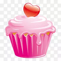 纸杯蛋糕，面包店，松饼，水果蛋糕，糖霜，粉红