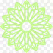圆形对称花瓣图案-绿色花朵
