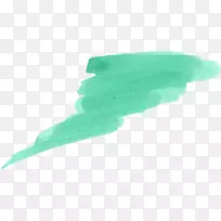 水彩画蓝绿色笔画绿松石水彩笔