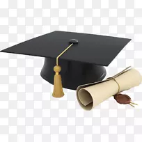 方形学术帽毕业典礼文凭剪贴画-文凭