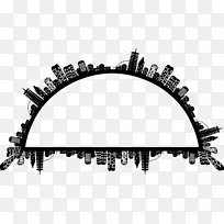 城市：天际线半圆剪贴画-城市