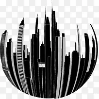 天际线黑白剪贴画-城市