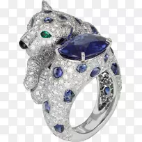 卡地亚珠宝蓝宝石戒指钻石女包
