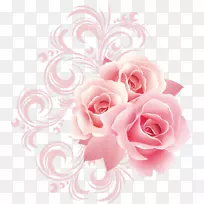 玫瑰花粉红剪贴画-粉红色花边