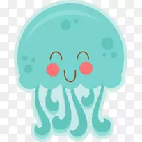 水母水生动物海洋剪贴画-可爱