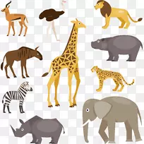 非洲灌木，大象，河马，狮子，草原动物