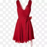 拉尔夫劳伦公司雪纺丝绸红色连衣裙