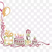 生日蛋糕派对祝你生日快乐剪贴画生日边框