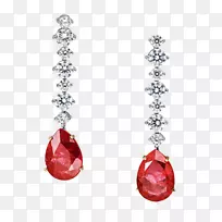耳环珠宝红宝石钻石正式磨损耳环