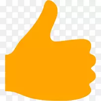 拇指信号橙色电脑图标.竖起拇指