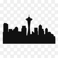 太空针西雅图海鹰天际线剪影剪贴画-城市
