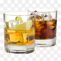 波旁威士忌鸡尾酒蒸馏饮料朗姆酒和可乐威士忌