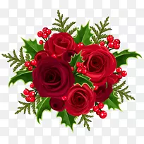 圣诞花束玫瑰夹艺术-红玫瑰装饰