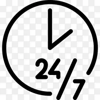 时间和考勤时钟计算机图标24/7服务-24小时