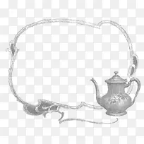 茶壶，纸画框，夹子艺术.茶壶