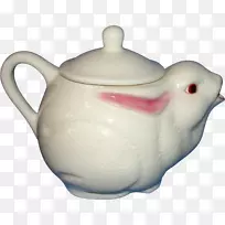 茶壶白兔欧洲兔白茶茶壶