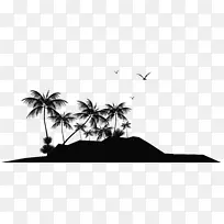 剪影岛热带岛屿度假胜地剪贴画-海岛