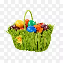 复活节彩蛋-复活节篮子中的复活节兔子纸杯蛋糕蛋