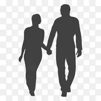 剪影夫妻幸福的女人