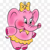 看粉色大象免费剪贴画-可爱的大象