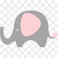 看粉红大象灰色自由剪贴画-可爱的大象