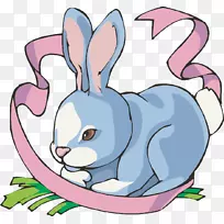 复活节兔子兔夹艺术-水彩画兔子