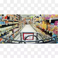 杂货店克罗格零售超市收银台-商店货架