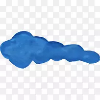 蓝色水彩画-水彩画云