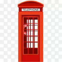 电话亭电话红色电话盒剪辑艺术展台