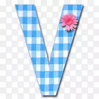 字母蓝色英文-v