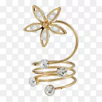 耳环仿宝石和莱茵石银订婚戒指花环