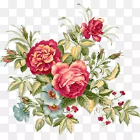 纸花、花束、玫瑰、水彩：花-牡丹