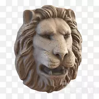 狮子头兔三维计算机图形雕塑-狮头