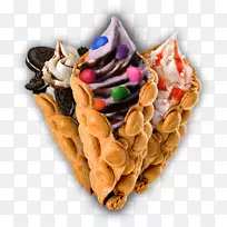 冰淇淋蛋华夫饼甜点食物-华夫饼