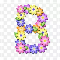 花字母表花卉设计.粉笔花