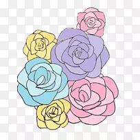 花园玫瑰画-粉彩花
