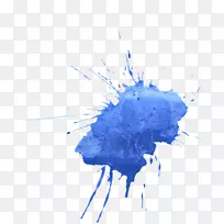 蓝色水彩画水墨滴
