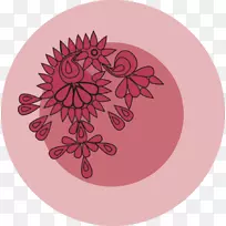花粉红洋红花卉设计-裂口