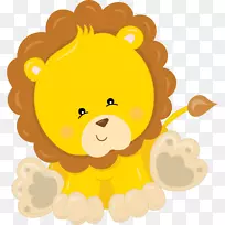 狮子婚礼邀请函婴儿淋浴剪贴画-婴儿动物