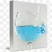 蓝色夏威夷蓝泻湖旧式玻璃杯碎玻璃