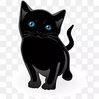 黑猫小猫剪贴画-黑猫