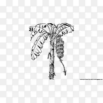 香蕉面包画线艺术剪贴画.香蕉叶