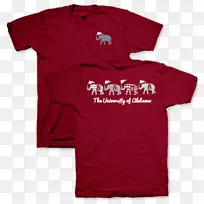 t恤服装袖子深红色马球衫-大象主题