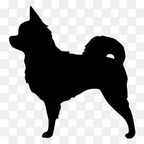 长毛吉娃娃，苏格兰猎犬剪影水彩画-吉娃娃