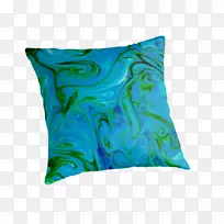 抛枕头垫‘咖啡沉思’水绿抽象