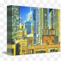 建筑外墙摩天大楼天际线画-纽约市