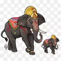 印度象非洲象卡通-印度